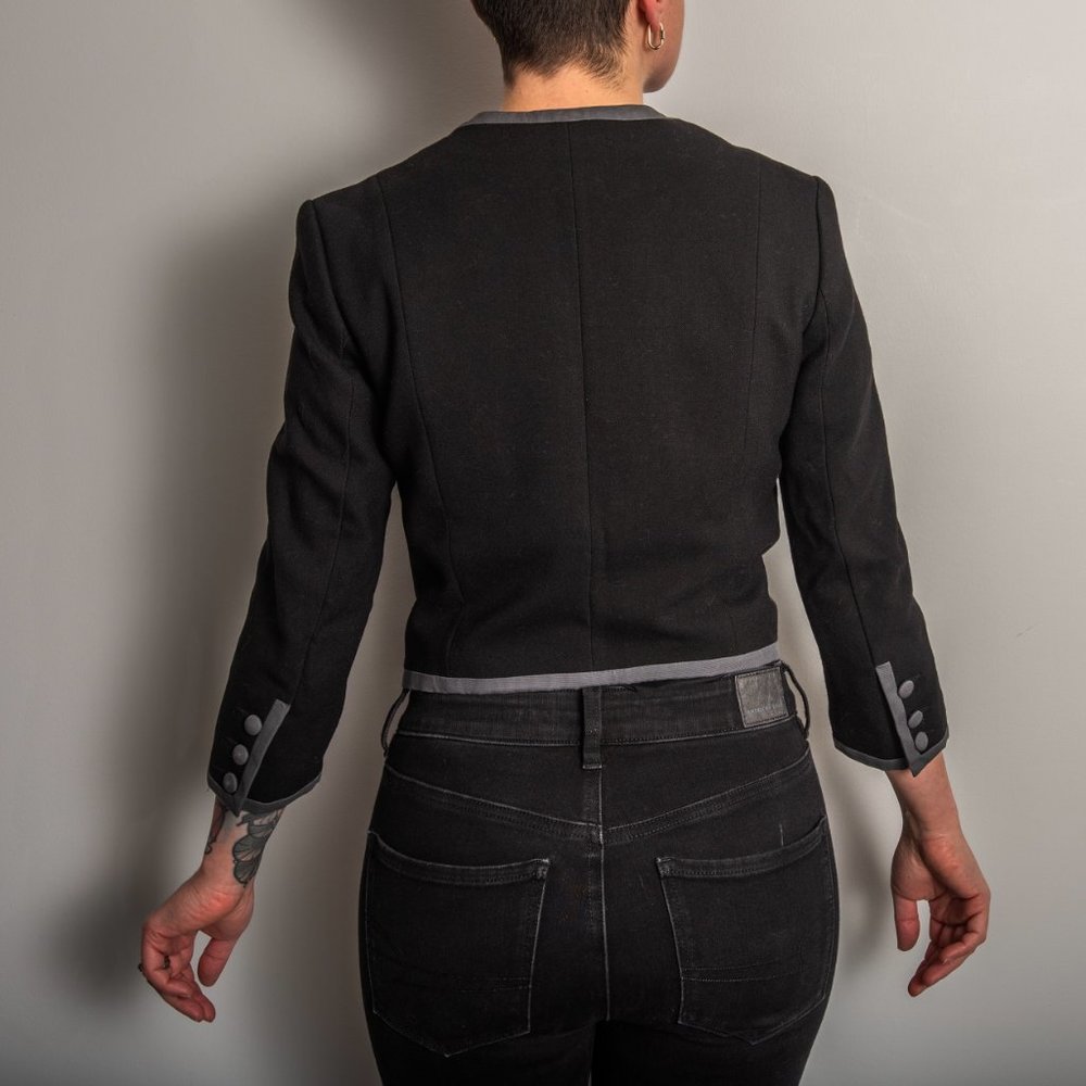 Black & Grey Military Style Blazer - Picture 5 of 10